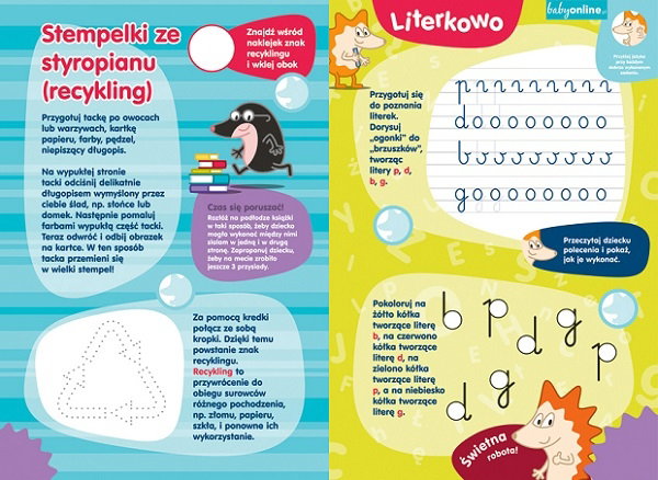 Literki i stempelki - zadania dla przedszkolaka do druku