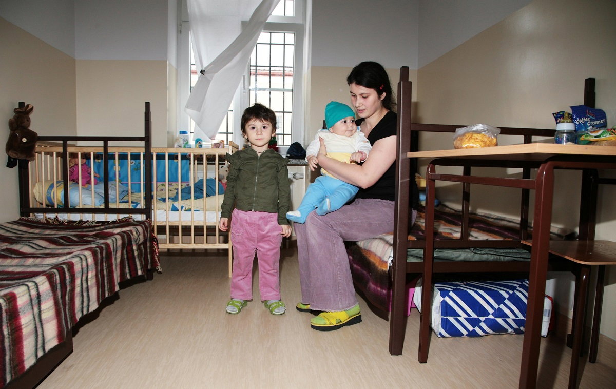 Uchodźcy czeczeńscy z obozu dla uchodźców w Przemyślu