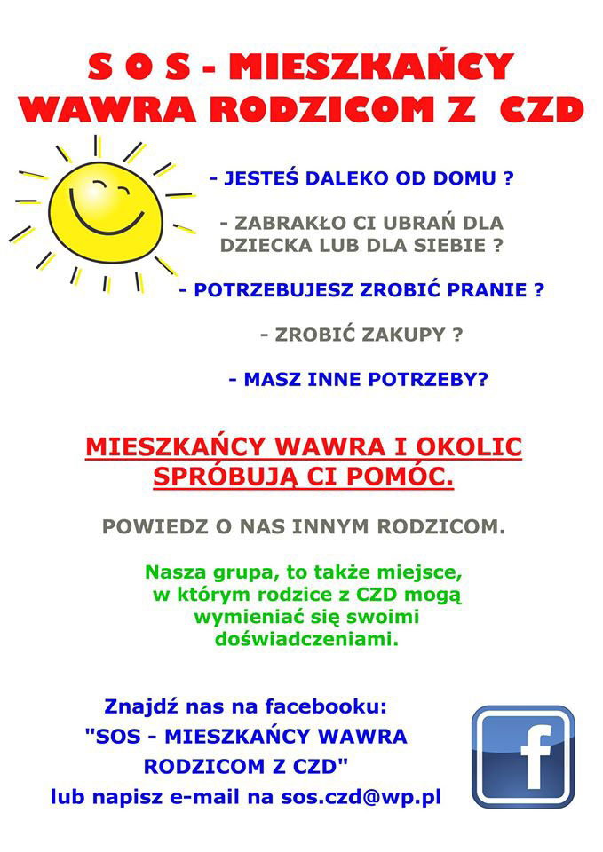 SOS - mieszkańcy Wawra rodzicom z CZD