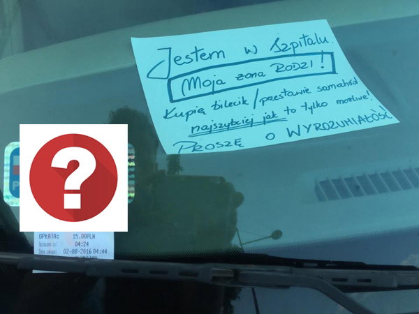 Żona rodziła, nie opłacił parkingu