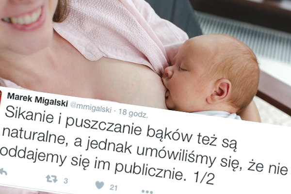 Karmienie piersią porównał do sikania czy puszczania bąków