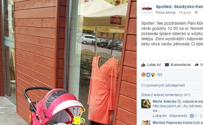 Matka zostawiła dziecko w wózku i poszła na zakupy