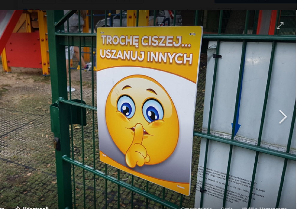 zakaz hałasowania na placu zabaw