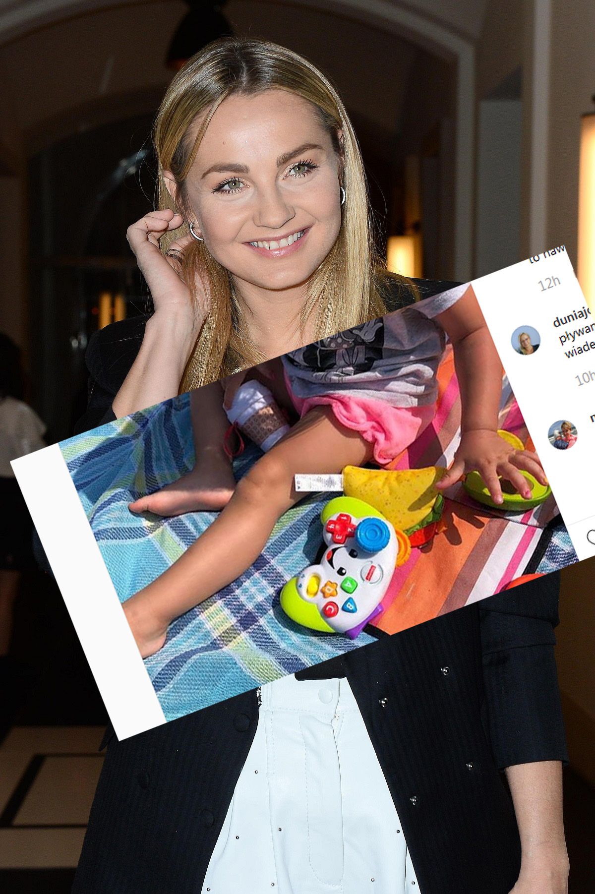 Małgorzata Socha z córką na plaży