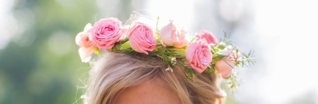 Close-up of wreath on head