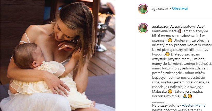 Agnieszka Kaczorowska zachęca do karmienia piersią