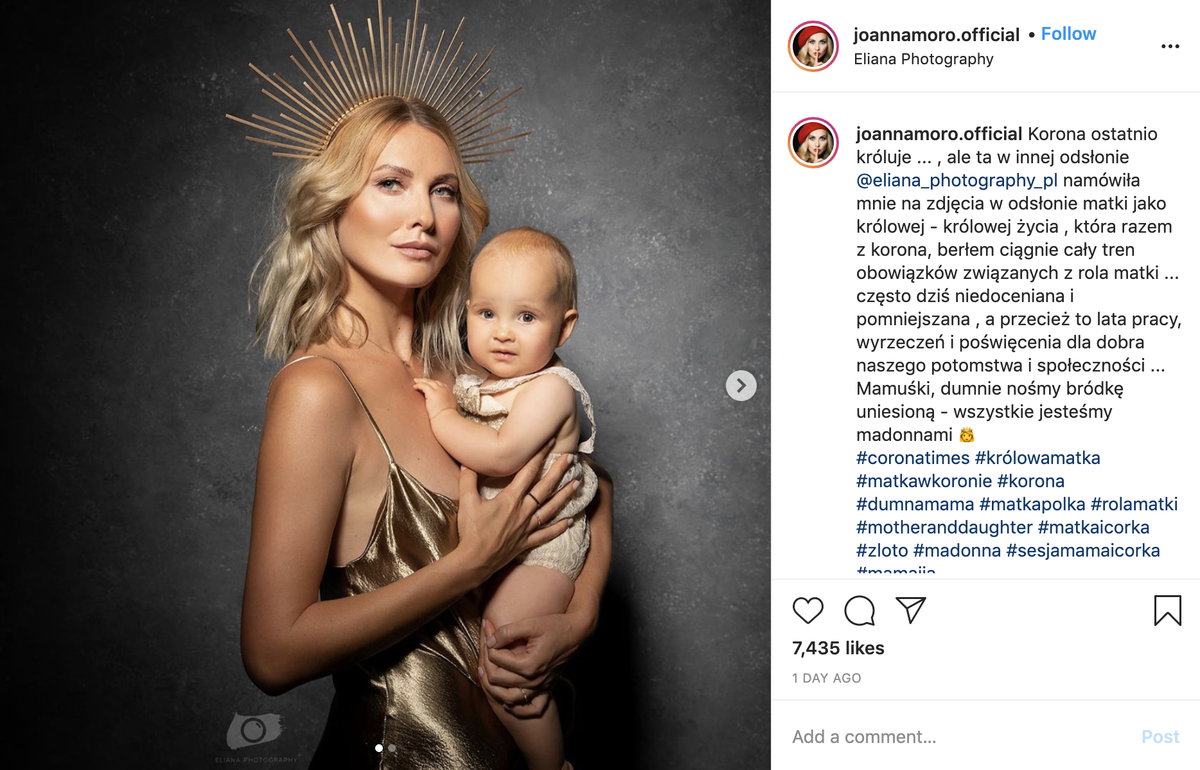 Joanna Moro w koronie Matki Boskiej z dzieckiem