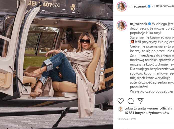 Małgosia Rozenek w helikopterze promuje lumpeks