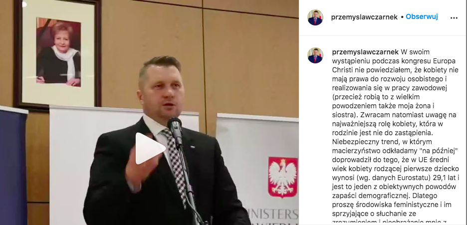 Minister Czarnek uważa, że rodzenie dzieci i tolerowanie zdrad męża to FUNKCJA KOBIETY