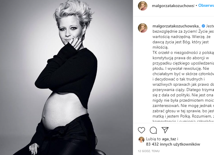Małgorzata Kożuchowska o aborcji
