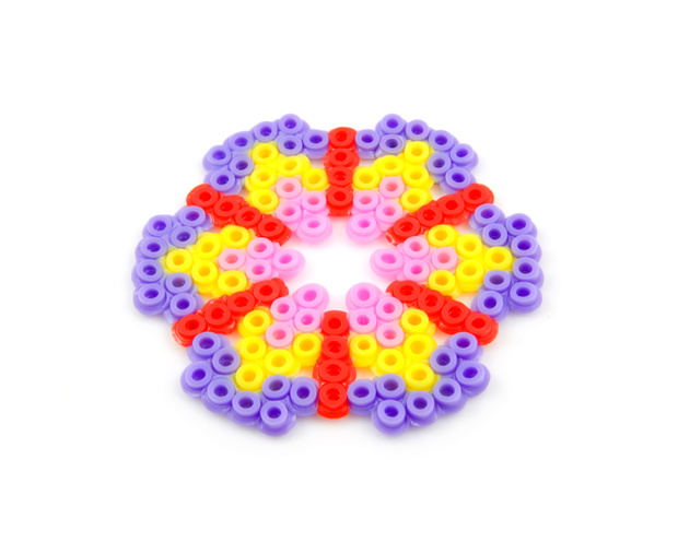 Bead arts in the shap of flower over white background