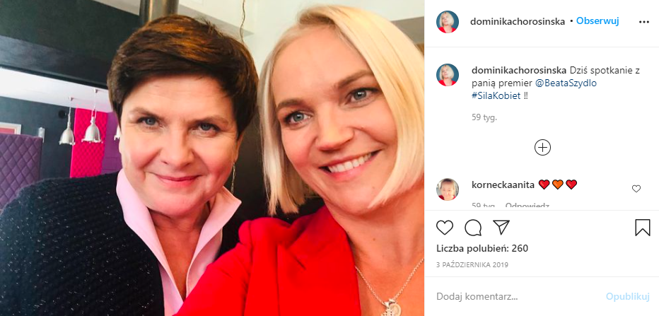 Dominika Chorosińska z Beatą Szydło