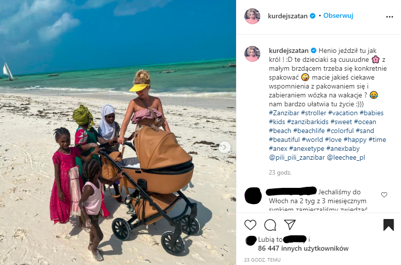 Basia Kurdej-Szatan reklamuje wózek z afrykańskimi dziećmi
