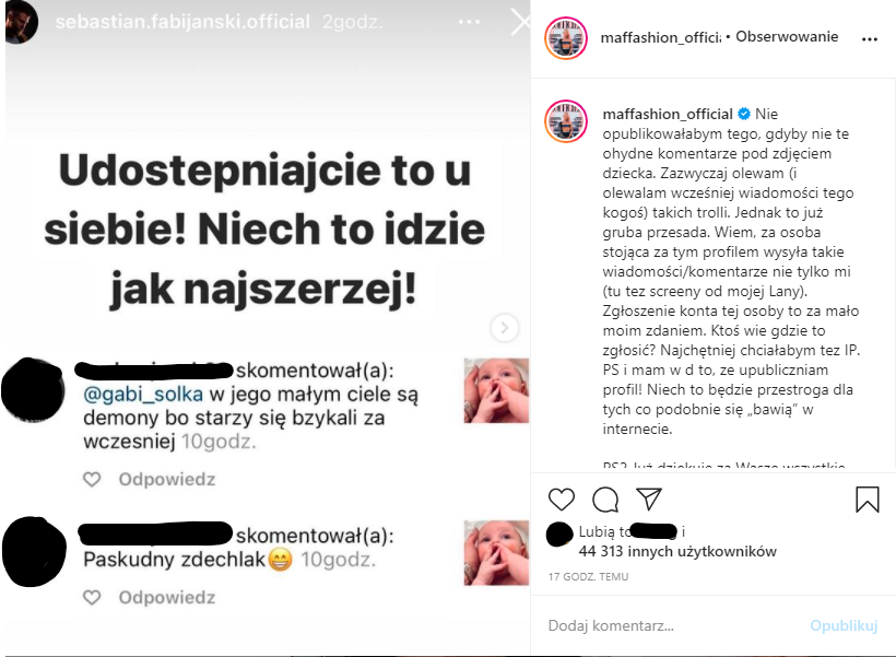 Hejter atakuje synka Maffashion