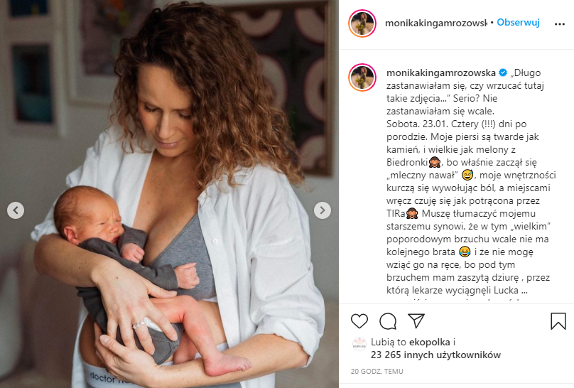 Monika Mrozowska pokazuje ciało po cesarskim cięciu