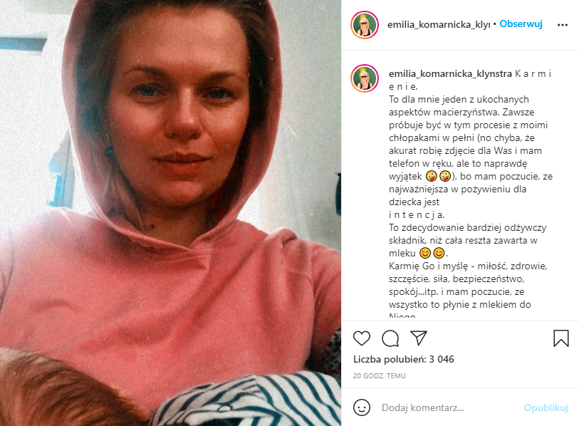 Emilia Komarnicka i karmienie piersią