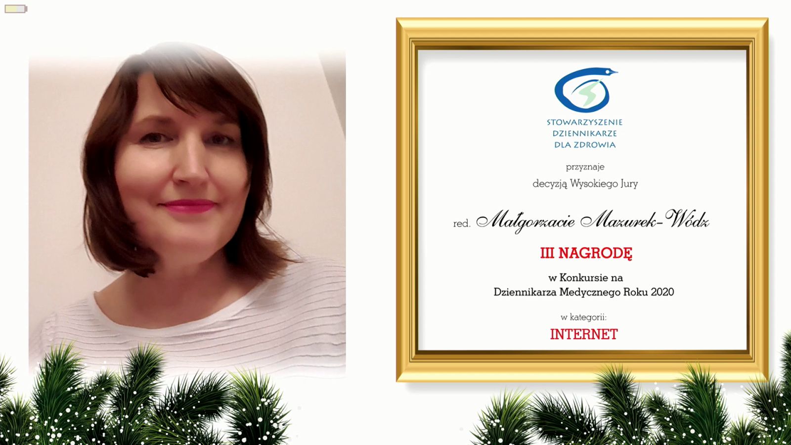 Małgorzata Wódz nagrodzona w konkursie na Dziennikarza Medycznego 2020