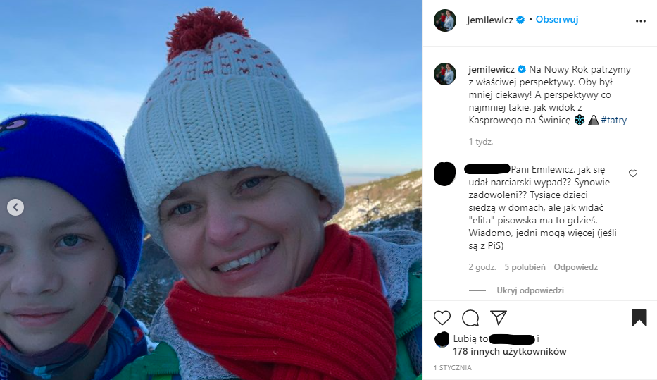 Synowie Jadwigi Emilewicz jeździli na zamkniętych stokach