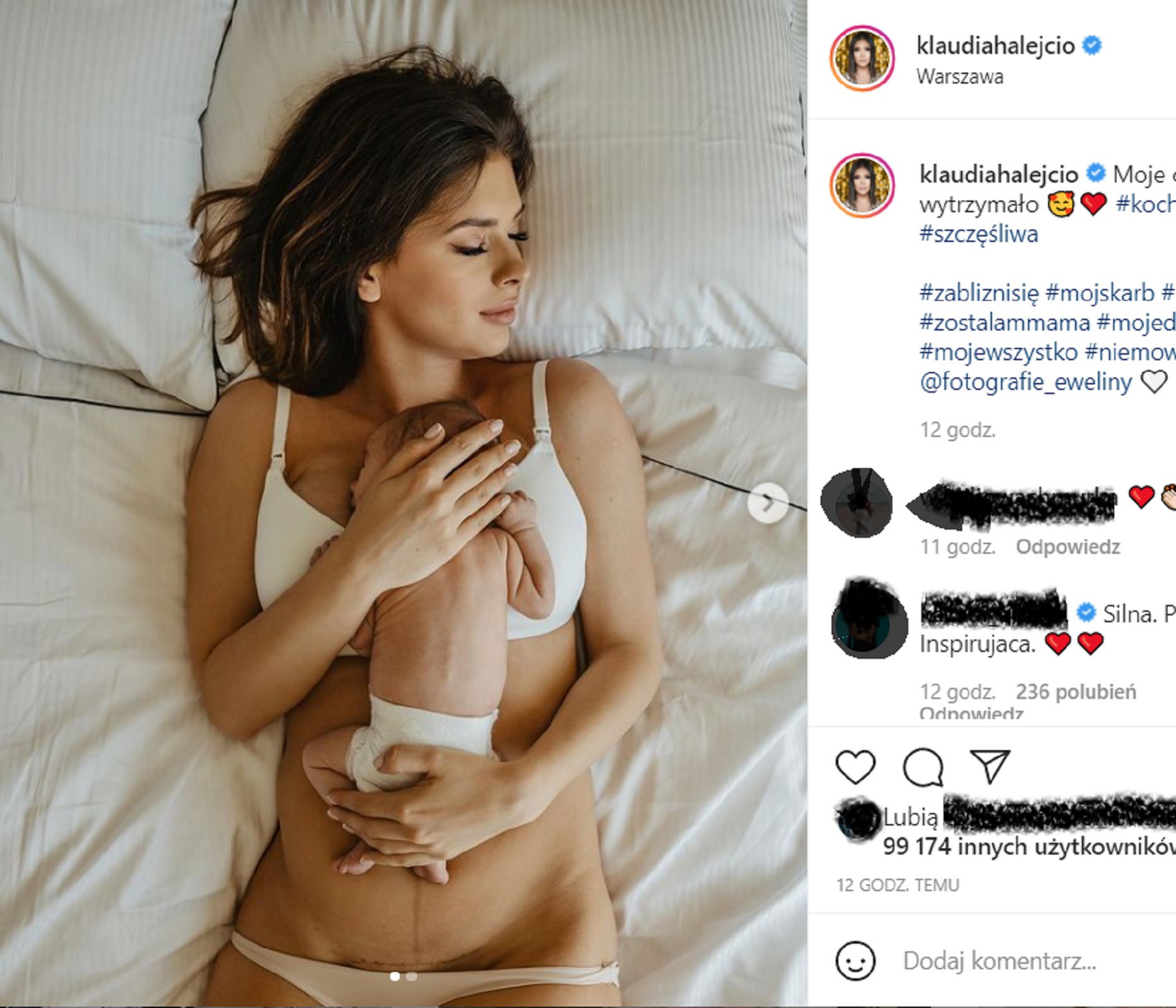 Klaudia Halejcio pozuje bez filtrów. Tak wygląda ciało kobiety po cesarce