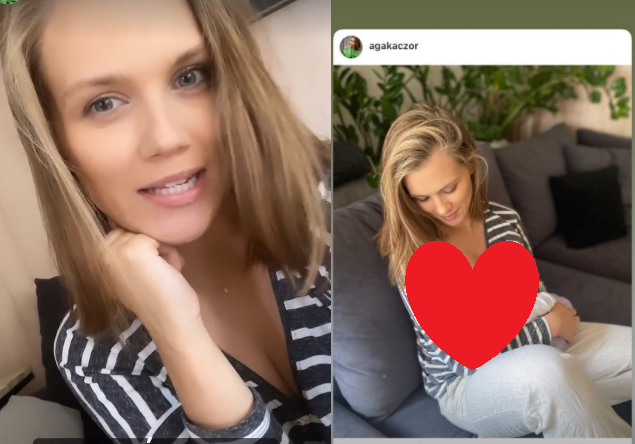 Agnieszka Kaczorowska karmi piersią