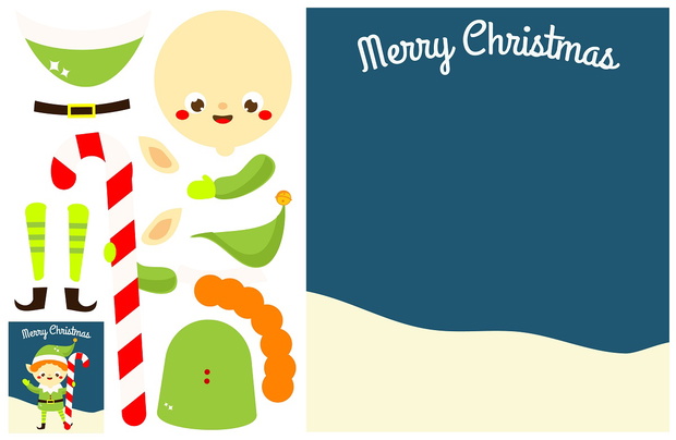 Cut and paste children educational game. Make a Christmas greeting card with glue and scissors. DIY worksheet for New Year theme