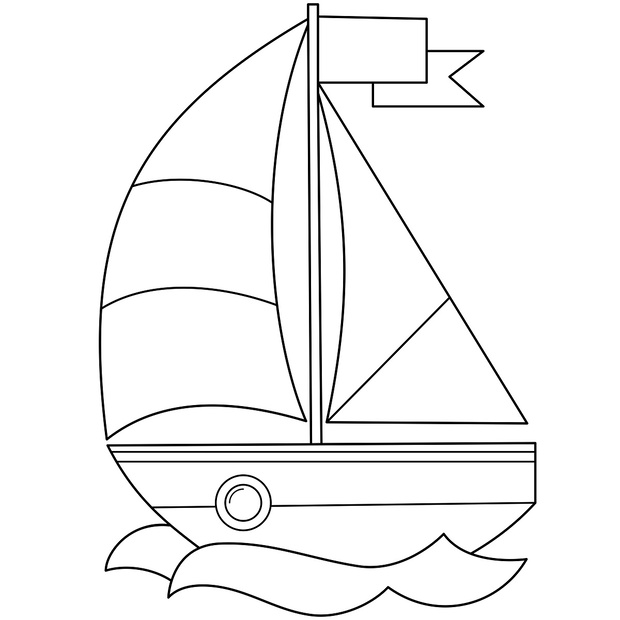 Coloring Page Outline Of cartoon sail ship. Images of transport