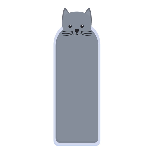 Bookmark with a gray cat icon, cartoon style