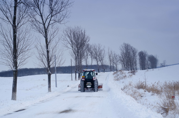 Tractor  in the snow