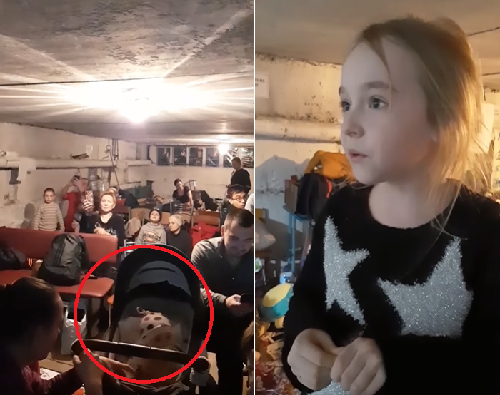 dziewczynka śpiewa w schronie