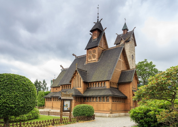 Upper Karpacz in Lower Silesia in Poland - Church Wang, dismantl