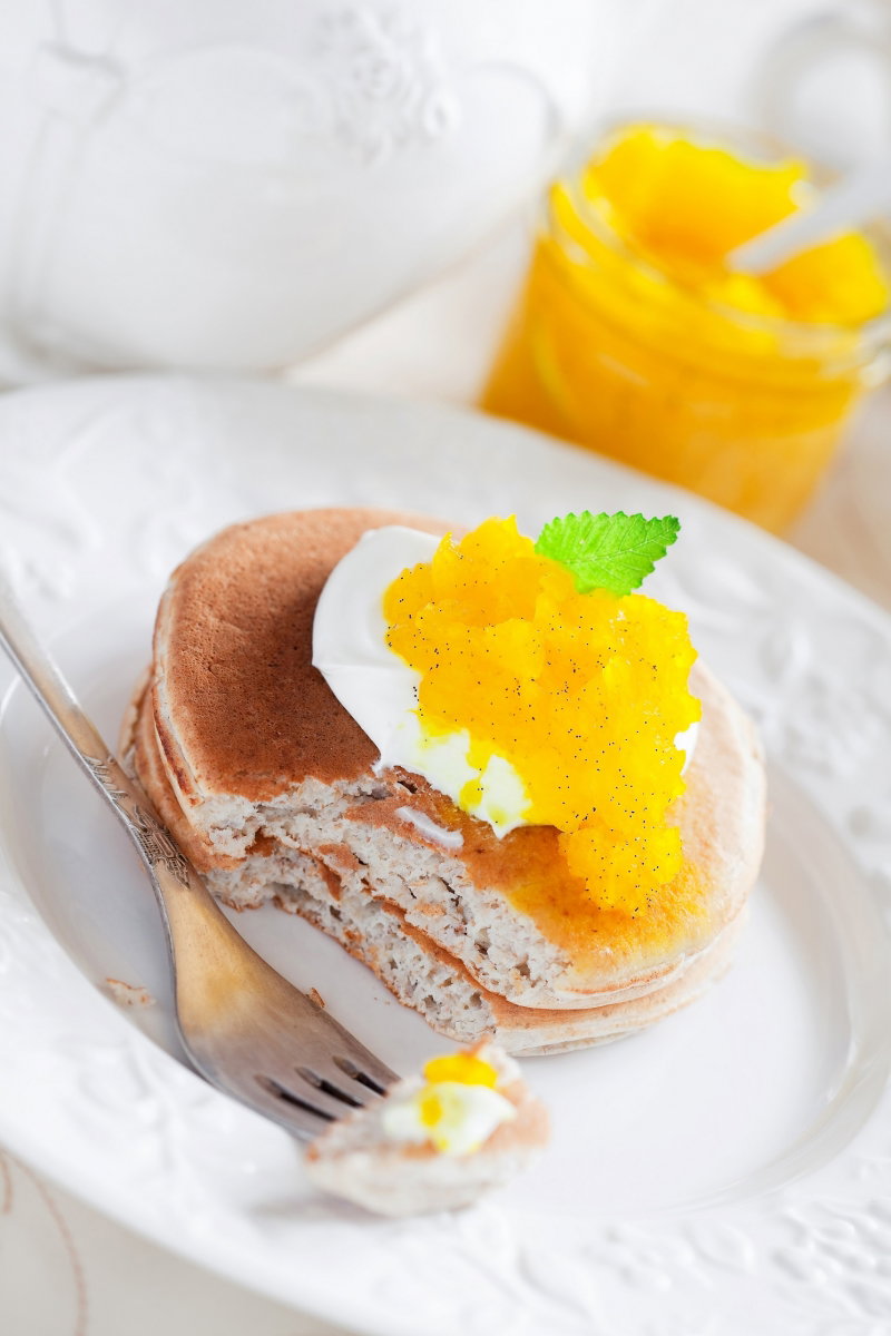 mango, placki, racuchy, naleśniki, śniadanie