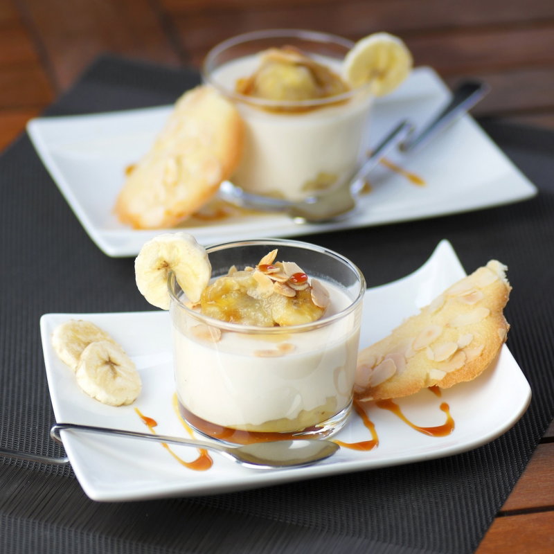banan, krem, budyń, deser