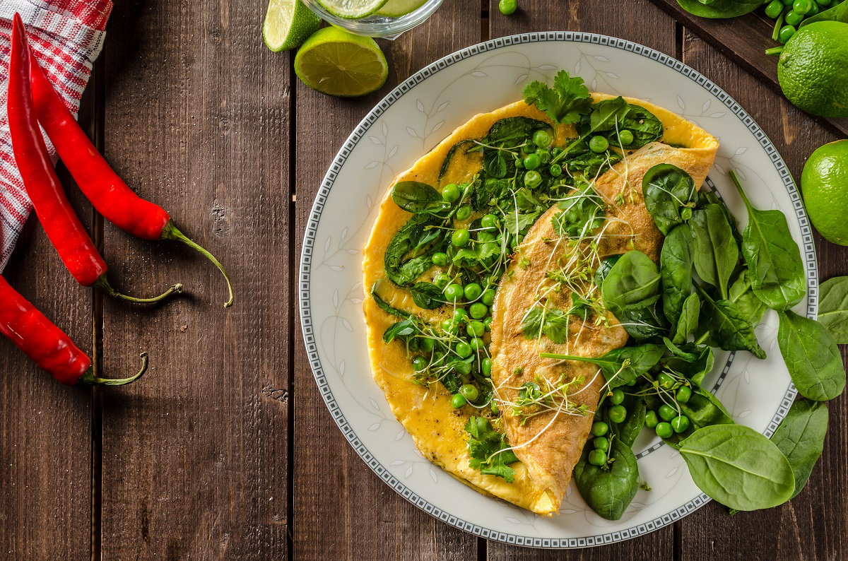 omlet z groszkiem