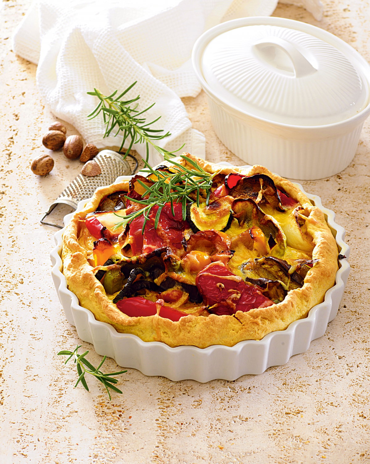Tarta z papryką, cukinią i bakłażanem