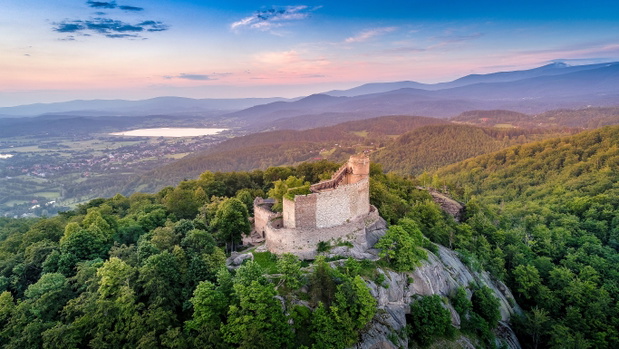 Chojnik Castle aerial view