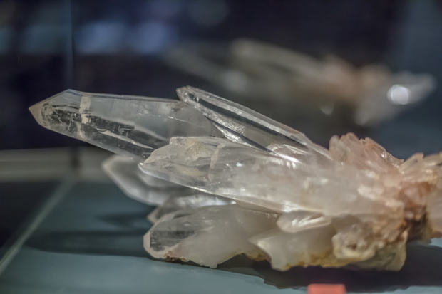 Detailed view of a mineral stone on blurred background