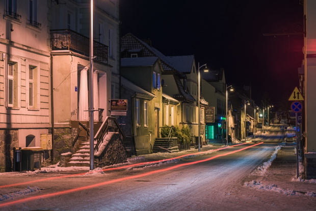 Kajki street in Mikolajki, Masuria, Poland