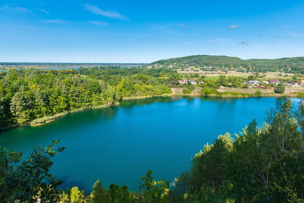 Turquoise Lake in Wolinski National Park at sunny day