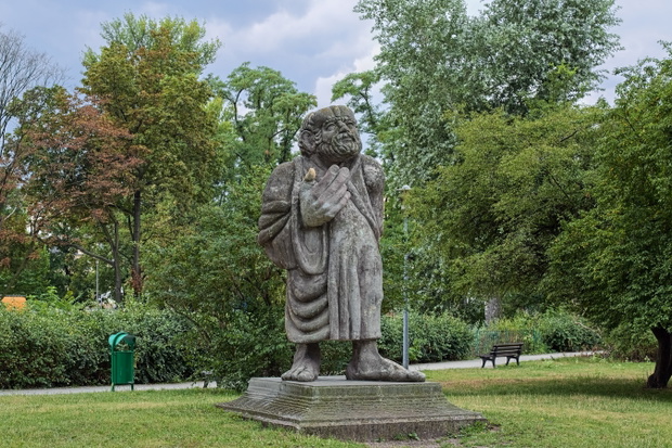 Statue of Socrates on Bielarska island of Wroclaw, Poland