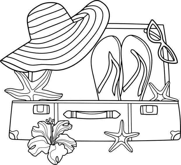 Coloring page for children and adults. Summer vacation