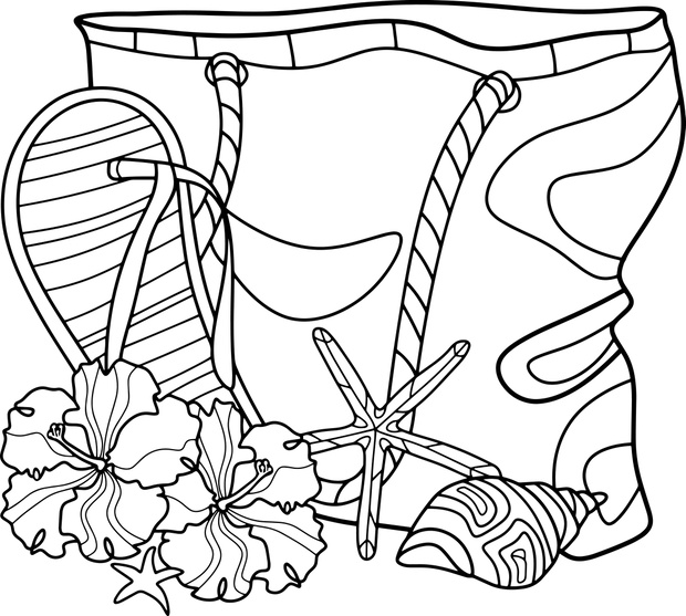 Coloring page for children and adults. Summer vacation