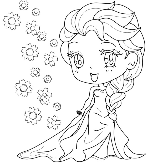 Cute fairy-tale Princess on a white background for  kids colorin