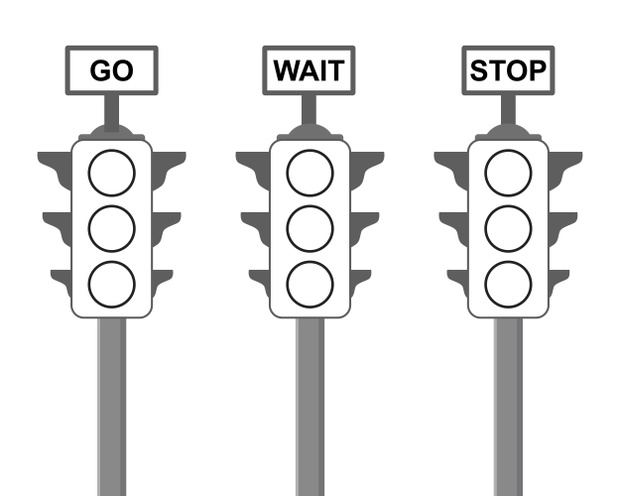 set of three traffic light outline for coloring book