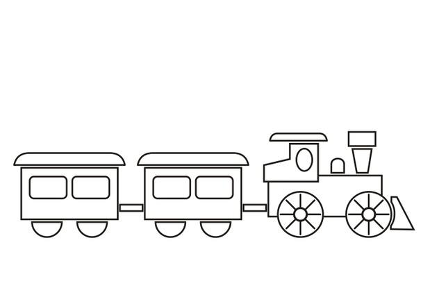 train, coloring book, black and white vector ilustration