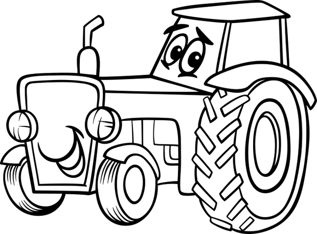 tractor cartoon for coloring book