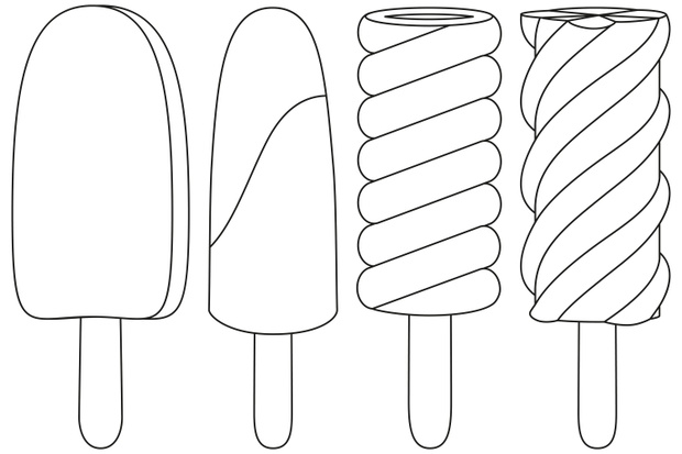 Ice cream popsicle black and white icon set.