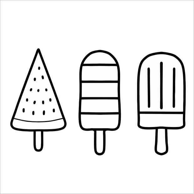 set of ice cream outline icons. Simple flat design isolated on w