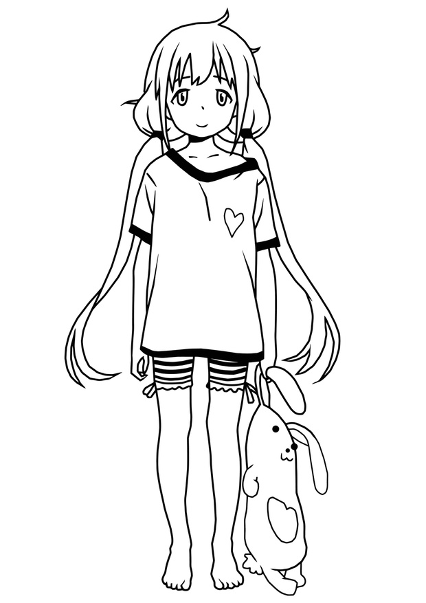 little girl with toy rabbit