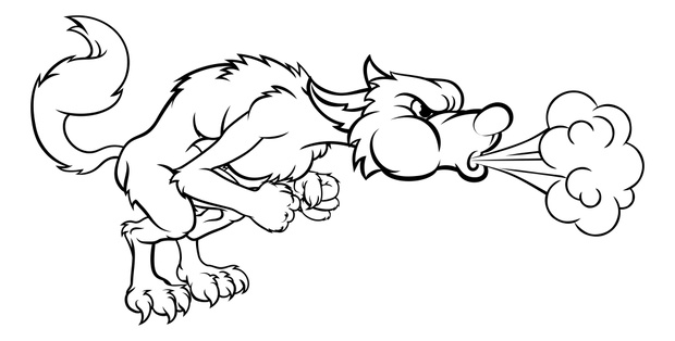 Three Little Pigs Big Bad Wolf Blowing