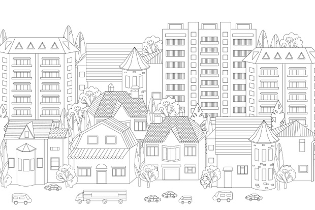 modern cityscape for your coloring book